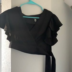 Black VNeck Crop